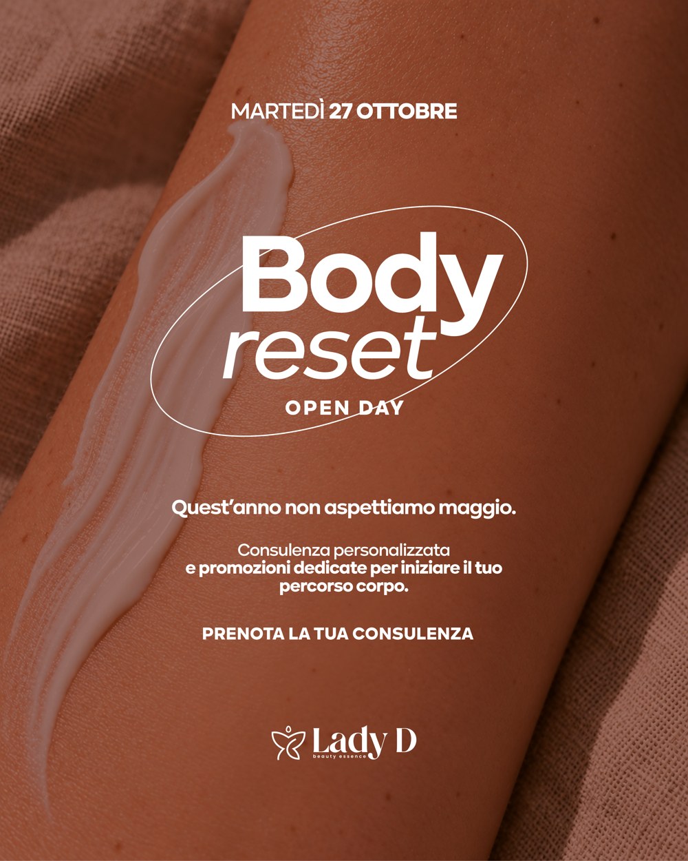 Locandina Body Reset Open Day, martedì 27 ottobre da Lady D